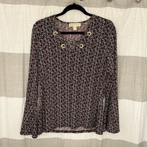 Michael Kors women’s floral print blouse. Red/black/white color. Size M.